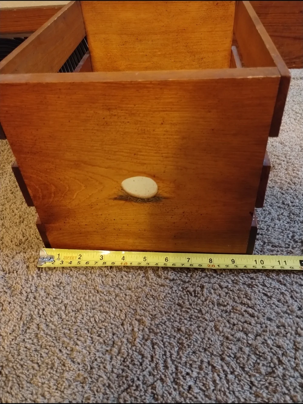 Cottage Core Wooden Farmhouse Egg Crate with Hen Motif - Natural Brown